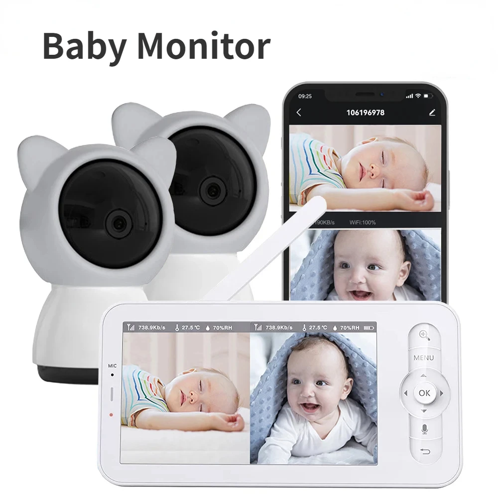 Monitor do bebê hd 5 Polegada  - Audio Detect Music avaliação e preço