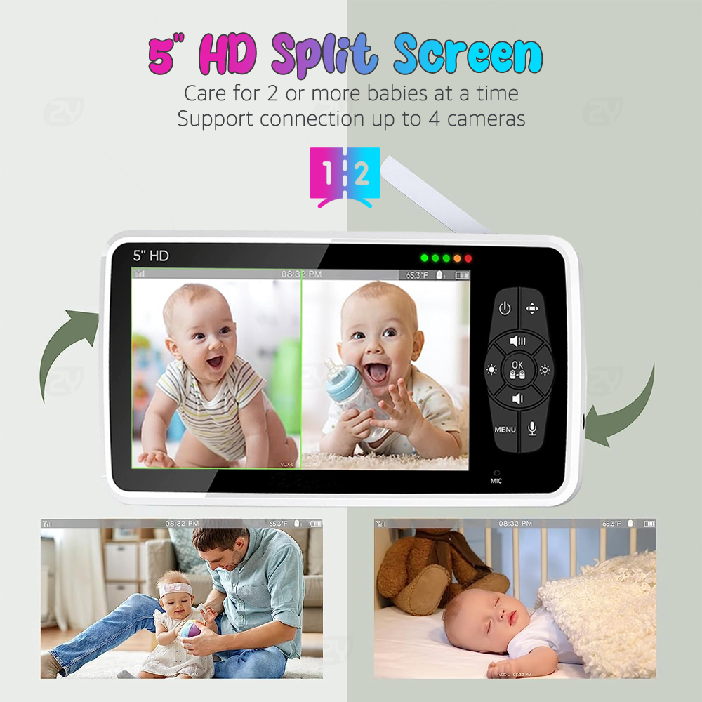 Monitor de bebê de vídeo de 5' - Audio Detect Music avaliação e preço